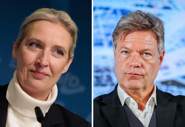 Alice Weidel und Robert Habeck  | Foto: Carsten Koall/Kay Nietfeld (dpa)