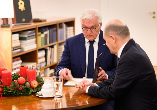 Der Bundespr&auml;sident entscheidet &...rs nach Aufl&ouml;sung des Bundestags.  | Foto: Bernd von Jutrczenka/dpa