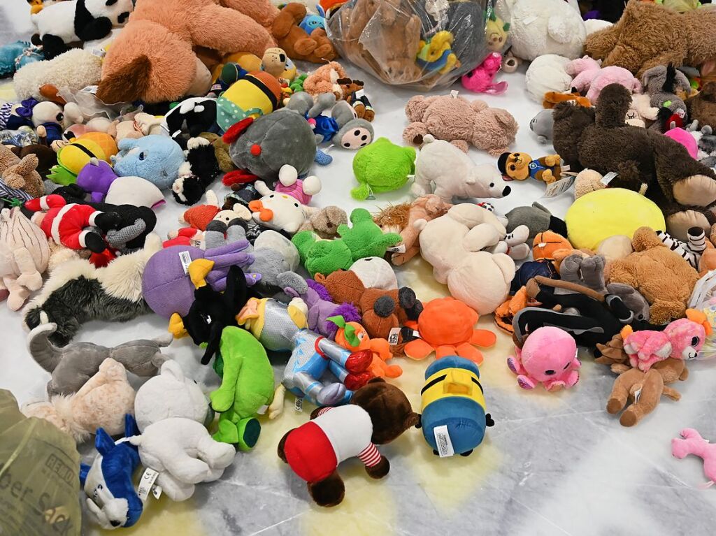 Kuscheltiere fast ohne Ende: Beim Teddy Bear Toss des EHC Freiburg gab es dieses Jahr einen neuen Rekord.