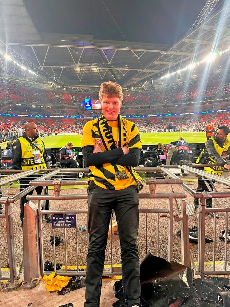 Juni: Knapp 50.000 Borussia-Dortmund-Fans sind am Samstag in London gewesen, etwa die Hlfte davon im Stadion. Unter diesen war Moritz Krauss aus Schwanau-Ottenheim.  Sein Fazit: „Ein Wahnsinnserlebnis!“