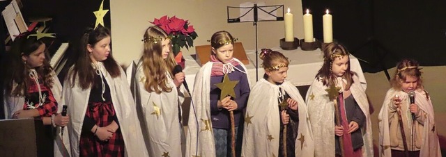 Der Kinderchor der evangelischen Kirch...entierte das Krippenspiel im Kul-Turm.  | Foto: Gerd Leutenecker