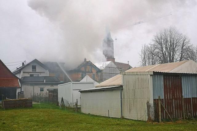 Grobrand in der historischen Ortsmitte von Offenburg-Bhl