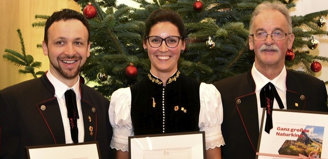 Die Geehrten: Patric Henzmann, Marina Hug und Fritz Fehrenbach  | Foto: Horst Dauenhauer