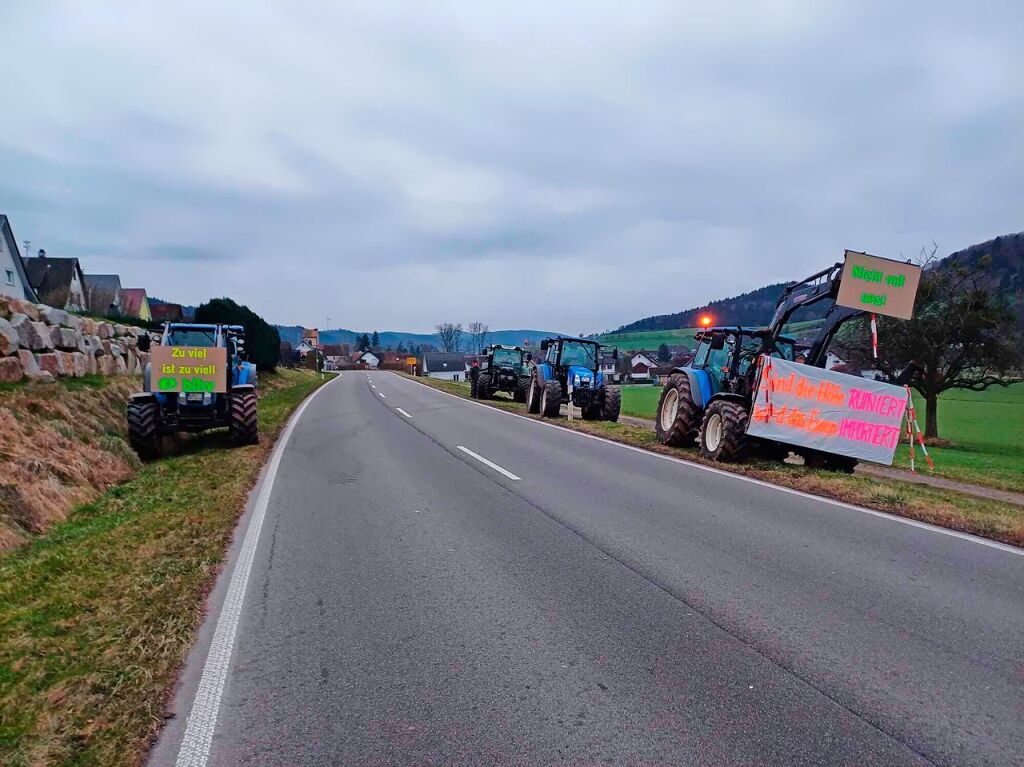 Januar: Auch  zwischen Seelbach und Wittelbach protestieren viele Landwirte.