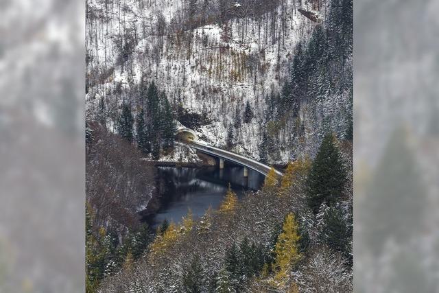 Blick vom Brenfels zum Stausee