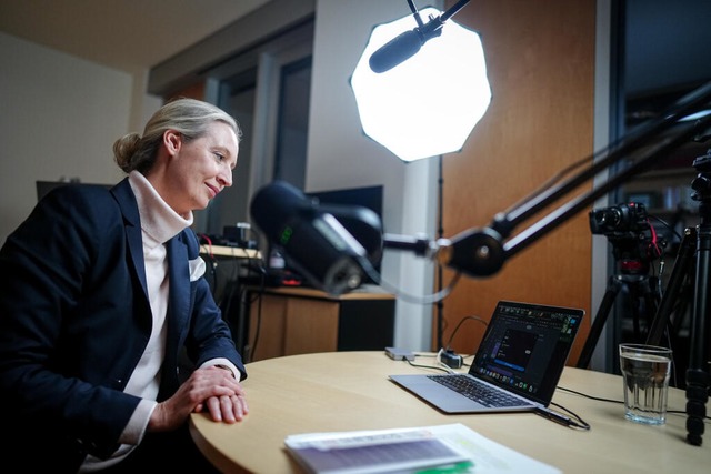 Alice Weidel, Fraktionsvorsitzende, Pa...ttform X, frher Twitter, gehrt Musk.  | Foto: Kay Nietfeld (dpa)