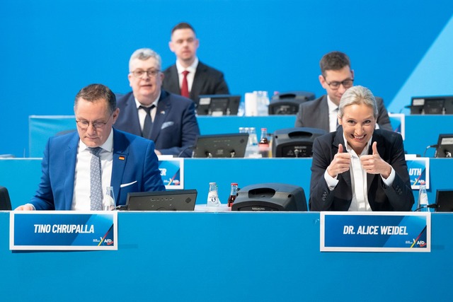 AfD-Co-Chefin Alice Weidel (r.) soll d...n den Bundestagswahlkampf f&uuml;hren.  | Foto: Sebastian Kahnert/dpa