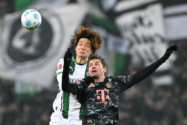 Thomas M&uuml;ller spielte f&uuml;r den erkrankten Jamal Musiala.  | Foto: Federico Gambarini/dpa