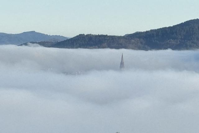 Und aus dem Nebelmeer ragt die Spitze des Freiburger Mnsters empor