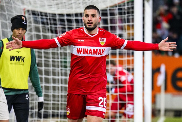 Freut sich ber sein Siegtor fr den VfB Stuttgart: Deniz Undav  | Foto: Tom Weller (dpa)