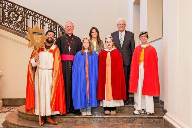 Sternsinger aus Lrrach zu Gast bei Ministerprsident Kretschmann