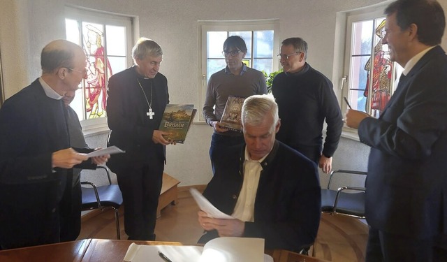 Franois Martz, Pascal Delannoy, Marti...und Clement Wampach im Rathaus (v.li.)  | Foto: Bella Marchegiani