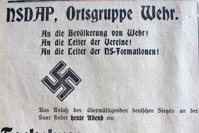 Wehr feierte 1935 die Saar-Abstimmung, an der auch fnf Wehrer teilnahmen