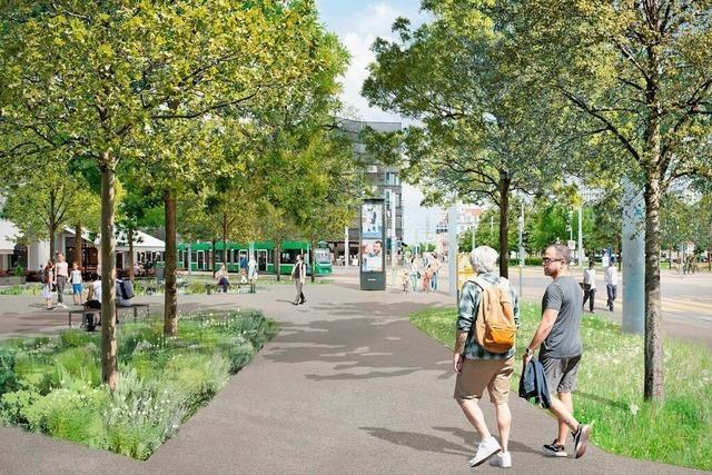 Neue Bume sollen auf dem Voltaplatz in Basel gegen den Hitzestau wirken