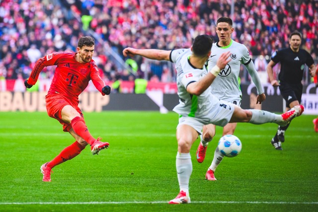 Trifft zum M&uuml;nchner 1:0: Leon Goretzka.  | Foto: Tom Weller/dpa