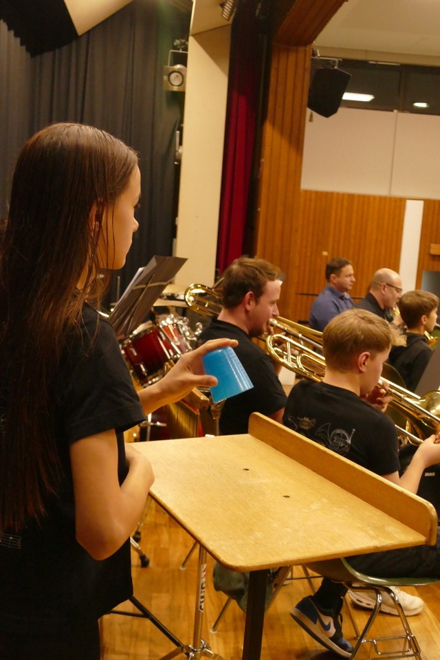 Das Egringer Jugendorchester zelebriert den Cup-Song  | Foto: Ulrich Senf