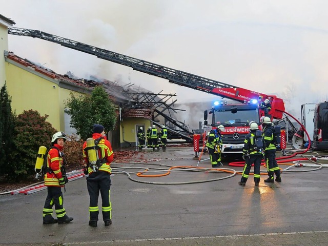 Auch beim Brand in der Denzstrae war die Feuerwehrabteilung Brombach im Einsatz  | Foto: Peter Gerigk