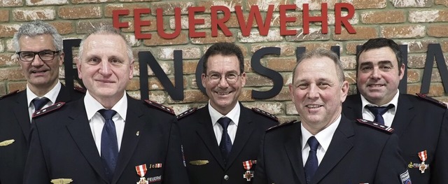 Udo Stoll, Volker Kern, Frank Biehler,...wurden fr 40 Jahre im Dienst geehrt.   | Foto: Michael Haberer