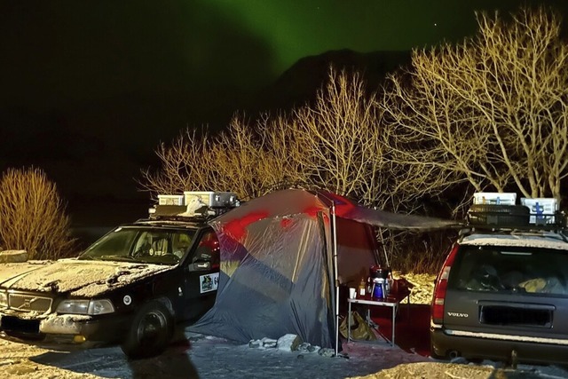 Immer wieder bekamen die Mnner Polarlichter zu sehen.  | Foto: Johannes Steinhart