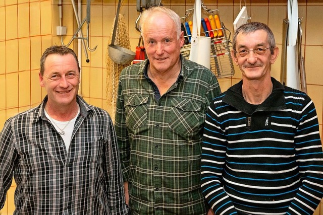 Horst Badran, Hartmut Neipp und Bertho...hwarz im Schlachthaus in Gndelwangen.  | Foto: Wolfgang Scheu