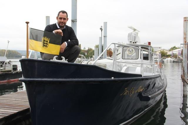 Das Schiff "Robby Maus" nimmt hoheitliche Aufgaben auf dem Bodensee wahr