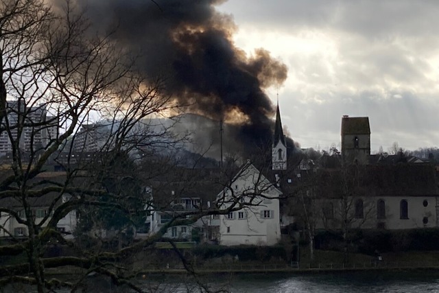 Die Rauchsule war von der deutschen Seite des Rheins deutlich sichtbar.  | Foto: Ralf Staub