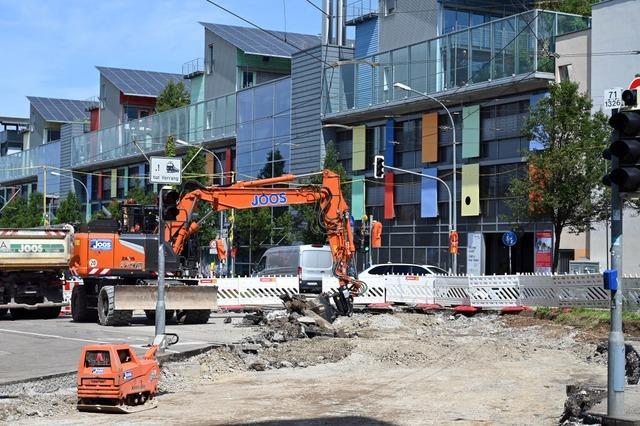 Die Baustellen der VAG in Freiburg kommen bislang ohne greres Verkehrschaos aus