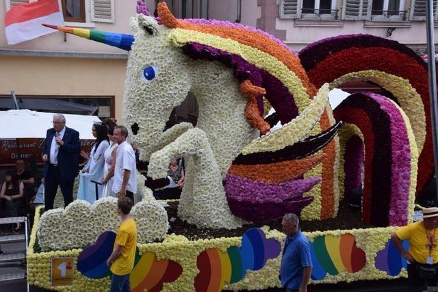 Sportler aus Dahlien: In Slestat dreht sich der diesjhrige Blumenkorso um die Olympischen Spiele