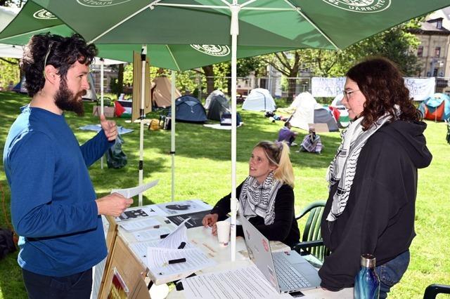 Im Mensagarten in Freiburg findet eine Woche lang ein Protestcamp fr Palstina statt