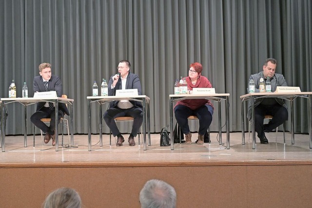 Hendrik Mench, Thorsten Chrobak, Susan... um das Brgermeisteramt eingestiegen.  | Foto: Markus Zimmermann