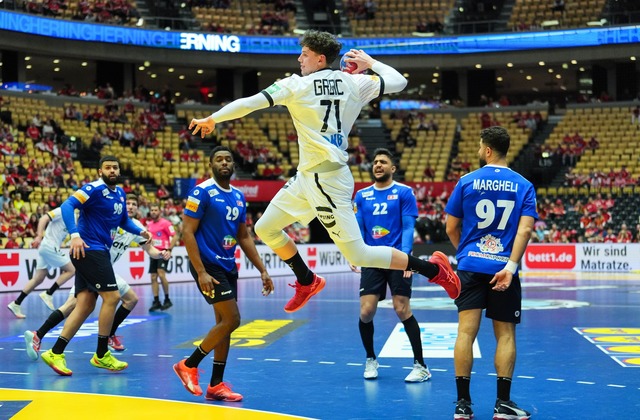 War bester Werfer beim Sieg der deutsc...andballer gegen Tunesien: Marko Grgic.  | Foto: Soeren Stache/dpa