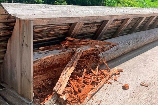 Die Beschdigungen am Schrammbord der Lochbrcke.  | Foto: Sonja Niederer