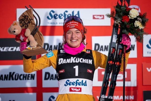 Die Schwarzwlderin Nathalie Armbruster gewinnt den ersten Weltcup berhaupt fr Deutschland und auch das Seefeld-Triple