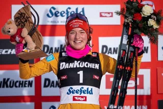 Die Schwarzwlderin Nathalie Armbruster gewinnt den ersten Weltcup berhaupt fr Deutschland und auch das Seefeld-Triple