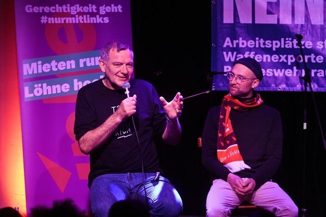 Drei Silberlocken fr die Linke: In Freiburg spricht Chef Jan van Aken den Genossen Mut zu