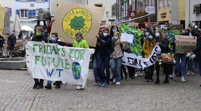 Fridays-for-Future-Anhnger beim Klima...Waldshut-Tiengen am 22. Oktober 2021.   | Foto:  David Rutschmann