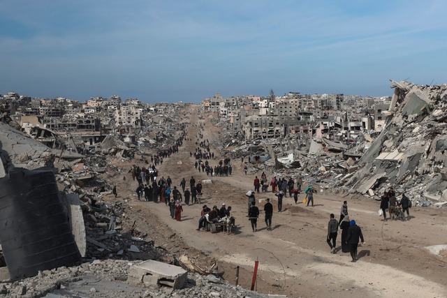 Aus dem Gazastreifen k&ouml;nne eine "...en, schw&auml;rmte Trump. (Archivbild)  | Foto: Abed Hajjar/AP/dpa