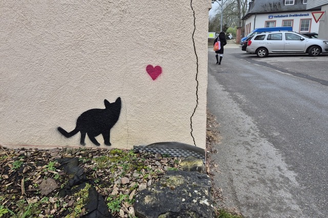 Rund 20 kleine Ktzchen mit Herz sind in Schliengen zu sehen.  | Foto: Hannes Selz