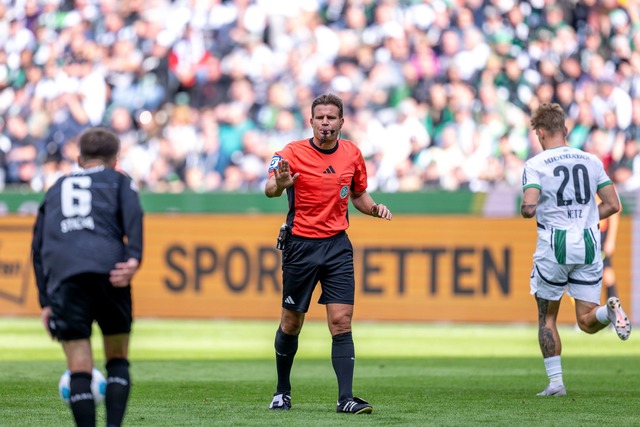 Felix Brych w&auml;hrend seines 345. Bundesligaspiels.  | Foto: David Inderlied/dpa