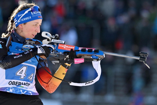 Die grte Medaillenhoffnung des deuts...s bei der Biathlon-WM: Franziska Preu  | Foto: Martin Schutt (dpa)