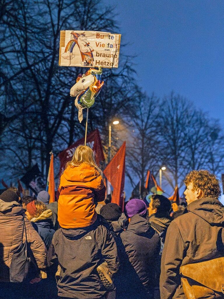 Tausende demonstrieren in Freiburg erneut gegen Rechtsextremismus und die AfD.