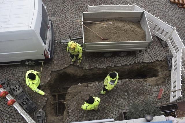 Rohrbruch auf dem Mnsterplatz