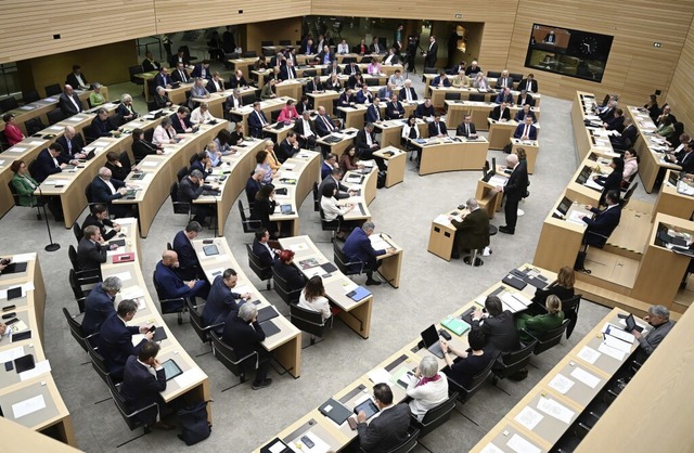 Laut Wahlgesetz muss der Landtag minde...ze haben, doch er wchst immer weiter.  | Foto: Bernd Weibrod (dpa)