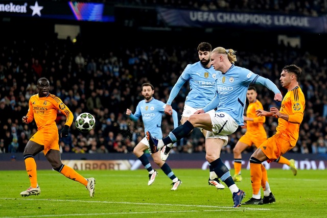 Superstar Erling Haaland traf zur 1:0-F&uuml;hrung f&uuml;r Manchester City.  | Foto: Mike Egerton/PA Wire/dpa