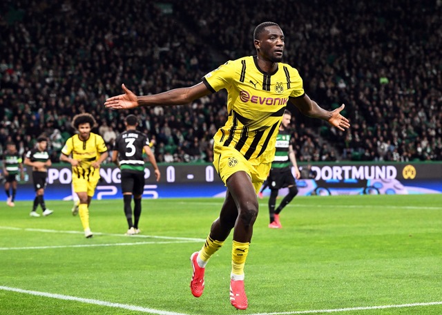 Serhou Guirassy brachte den BVB in F&uuml;hrung  | Foto: Federico Gambarini/dpa