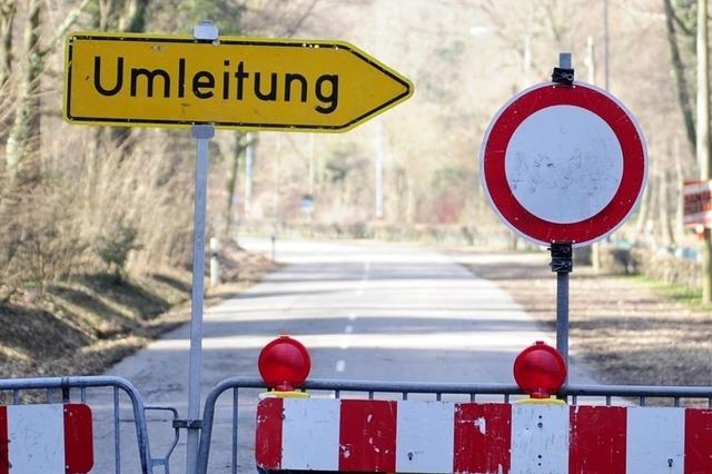 Die Breisacher Strae in Freiburg ist halbseitig gesperrt