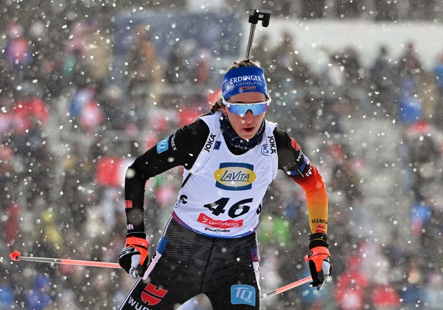 Franziska Preu&szlig; holte Silber im Sprint.  | Foto: Martin Schutt/dpa