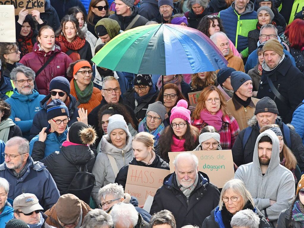 Run 2300 Menschen kamen zur Demokratie-Kundgebung in Lrrach