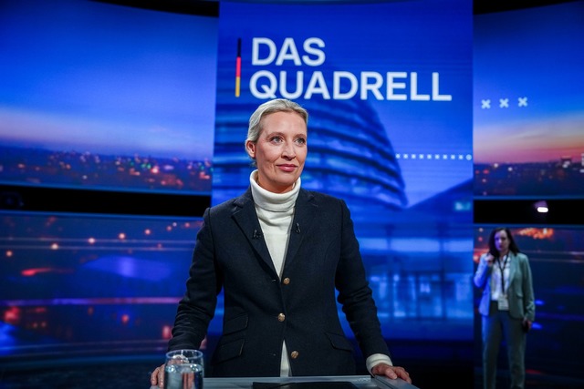 AfD-Kandidatin Alice Weidel stand mit ...ig;enpolitischen Positionen allein da.  | Foto: Kay Nietfeld/dpa-Pool/dpa