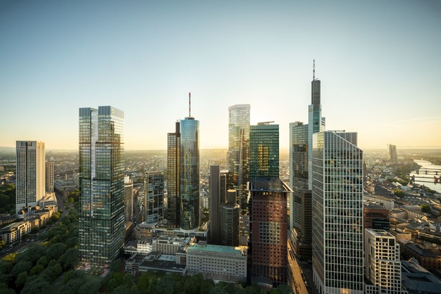 Die Commerzbank mietet den neuen links...benen Central Business Tower (Handout)  | Foto: rendertaxi GmbH/Helaba/Commerzbank /dpa